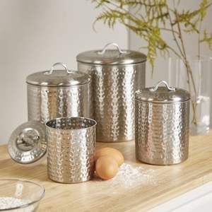 Modern stainless steel metal kitchen <b>canister</b> <b>set</b> with clear window lids for organizing pantry sugar <b>tea</b> - Product Image 2