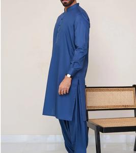 เสื้อผ้าชนเผ่าที่ออกแบบมาใหม่ล่าสุดของผู้ชายชาลวาร์คาเมซสีฟ้าสินค้าขายดี - Product Image 4