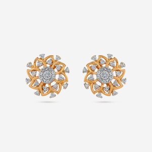Boucles d'oreilles en zircon 188089 plaquées or 14k/18k, or rose, clous d'oreilles en forme de fleur et de goutte d'eau sertis de diamants pour fiançailles et mariage - Product Image 1