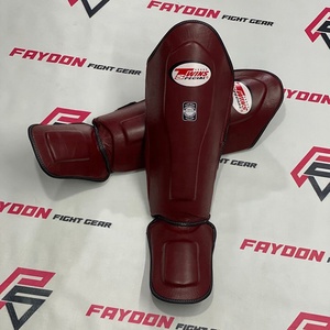 ขายส่งราคาถูก สนับแข้งมวยไทยสีแดงเบอร์กันดีแบบคู่  สำหรับมวยไทยมืออาชีพ อุปกรณ์ฝึกซ้อมคิกบ็อกซิ่ง - Product Image 1