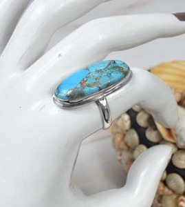 Sólido 925 anillo de turquesa esterlina joyería hecha a mano boda anillo de plata sólida turquesa anillo de piedras preciosas - Product Image 2