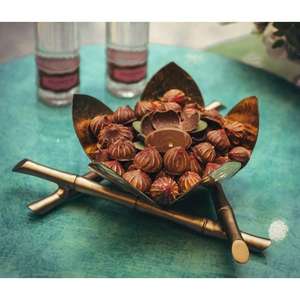 Bol de service en métal de qualité supérieure, design feuille d'or, écologique, moderne, luxe, pour hôtel, pour servir le chocolat, pour les fêtes - Product Image 5