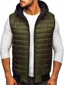 Chaleco de lona impermeable para hombre, diseño personalizado, nueva moda de invierno, cuello alto, cálido, acolchado - Product Image 5