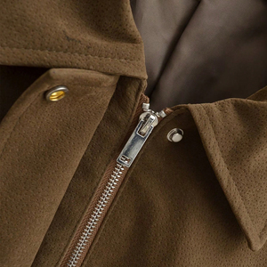 Veste de moto réversible imperméable en PU pour homme, modèle 2026, best-seller, séchage rapide, col zippé, marron, style streetwear - Product Image 3