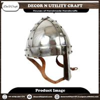 Casque Viking en Acier Inoxydable Style Antique Artisanat Métallique Armure avec Sangles en Cuir Gravure Imprimée Émail Dur Artistique