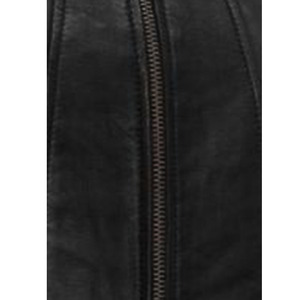 Chaqueta de motociclista de cuero personalizada para mujer, detalle de cremalleras largas, color negro, 2024 - Product Image 3