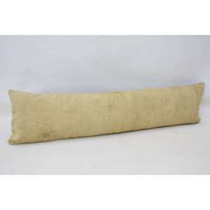 Oreiller en laine ikat brodé beige à motif rayé subtil 12x48 pouces forme vintage touffetée pour canapé literie de siège à la maison - Product Image 3
