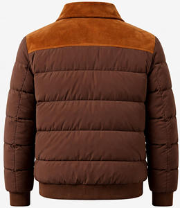 Men Premium Winter Puffer <b>Jacket</b> with <b>Suede</b> Collar Luxury Thick Down Cotton Padded <b>Bomber</b> <b>Jacket</b> for Cold Weather Ribbed <b>Jacket</b> - Product Image 2
