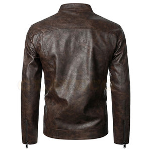 Factory Manufacturer Custom Design Men's <b>Winter</b> <b>Leather</b> <b>Jacket</b> Stand Collar Front Comfortable Street Wear Waterproof Breathable - Product Image 3
