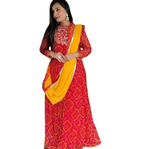 ชุดผ้า Anarkali พิมพ์ลายผ้าทอลายผ้า Georgette bandhej ออกแบบล่าสุด - Product Image 1