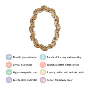 Antique Brass Metallic Monstera <b>Leaf</b> <b>Wall</b> Mirror Customized Packing High Quality Glass for Modern Home <b>Decor</b> - Product Image 4