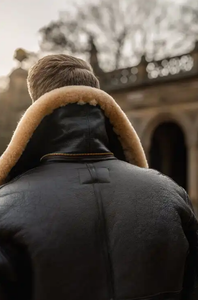 Trending Men's B3 Chaqueta de piel de oveja Shearling Chaqueta de cuero con acabado de grado premium para hombres - Product Image 4