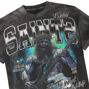 Camiseta Personalizada de Algodón 100% para Hombre, Corte Regular, Talla Grande, Estilo Hip Hop, Transpirable, con Logotipo y Estampado Frontal - Product Image 3