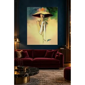 Fida, femme élégante avec un chapeau à large bord et des gants longs, impression sur toile - Product Image 4