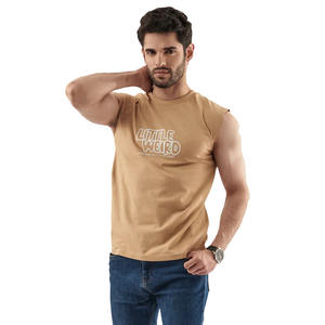 2024 été arrivée hommes Tan couleur sans manches Jersey avec sérigraphie personnalisée Logo hommes sans manches Gym débardeurs à vendre en vrac - Product Image 3