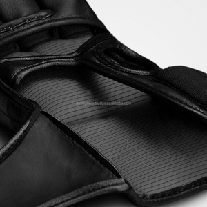Custom Brand Leather MMA Gloves Breathable Lightweight Non-Slip Adjustable Wrist Strap <b>Hook</b> Loop Closure Sparring Training OEM - Product Image 6