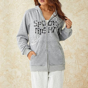 Sweat-shirts à capuche surdimensionnés en molleton 100 % coton pour femmes, style hiver, grandes tailles, doublés, avec logo personnalisé et strass, vente en gros - Product Image 5