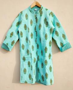 Veste en coton matelassé à imprimé floral avec décoration boutonnée, 2 poches, manches longues, respirante, pour l'automne, l'hiver et le printemps - Product Image 4