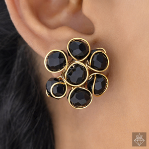 PRAO Impresionantes cuentas de cristal negro Gargantilla de oro Conjunto de collar con pendientes - Product Image 3