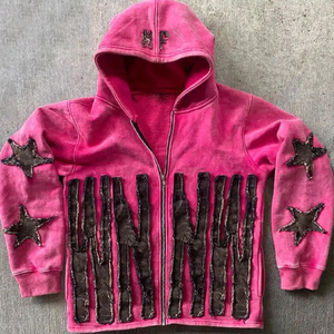 Sudaderas con capucha bordadas de angustia para hombre de peso ligero, mezcla de algodón básica, buena calidad, sudaderas con capucha bordadas de angustia más vendidas para hombre - Product Image 5