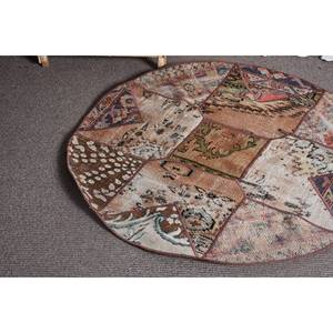 Vintage <b>Rustic</b> Brown Wool <b>Rug</b> 3.4 X 3.4 ft Turkish Patchwork Design Latex Backed for Living Room Decor for Teens 9x12 Size - Product Image 3