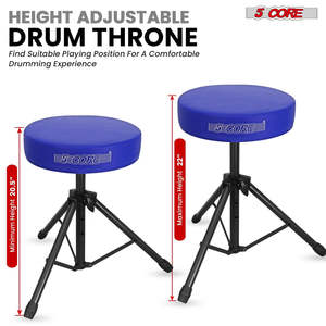 5 Core Drum Throne 3 Thick Padded Memory Foam Comfortable Drummer <b>Stool</b> 330Lb Capacity Adjustable - Product Image 3