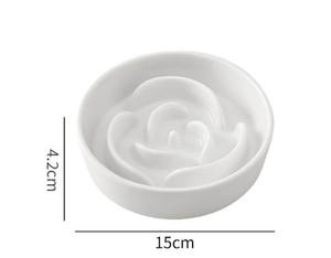 Small White Rose Ceramic <b>Slow</b> Food Bowl Dog Bowl - Product Image 1