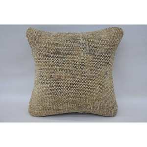 18x18 Inch Beige Wool Woven Kantha Patchwork <b>Pillow</b> Vintage Floral Embroidered Fabric Design Traditional Style for Home Sofa Use - Product Image 1