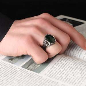 Wholesale Azuris VALKH1147 925 Sterling Silver Ottoman-Style Men's <b>Ring</b> with Natural Agate Stone Handmade in <b>Turkey</b> - Product Image 3