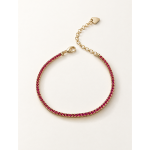 สร้อยข้อมือเทนนิสสีชมพู 2 มม. เครื่องประดับแฟชั่น - Product Image 1