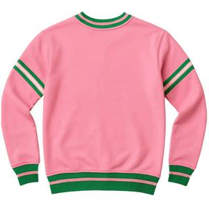 เสื้อสเวตเชิ้ตคอกลมผ้าฟลีซสีชมพูแบบเรียบ  ออกแบบเองสำหรับชมรมนักศึกษากรีก  พร้อมด้วยผ้าถักแบบริบระบายอากาศดี  ดีไซน์แขนเสื้อและด้านหน้าสำหรับฤดูหนาว - Product Image 3