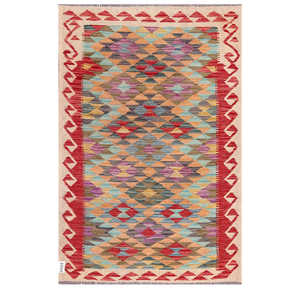 พรมกิลิมไมมาณา อัฟกานิสถาน ขนาด 157 x 106 ซม. ชุดพรมพื้นที่แบบดั้งเดิมของชาวอัฟกัน - Product Image 1