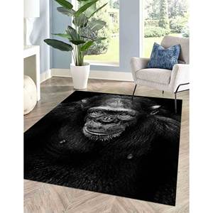 Alfombra con Estampado de Mono: Diseño Animal en Blanco y Negro, Alfombra Fácil de Limpiar, Alfombra Suave No Tejida - Product Image 4