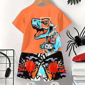 Novedad de verano 2025, conjuntos de pantalones cortos informales para niños, Conjunto de camiseta de manga corta y pantalones cortos, ropa para niños - Product Image 3