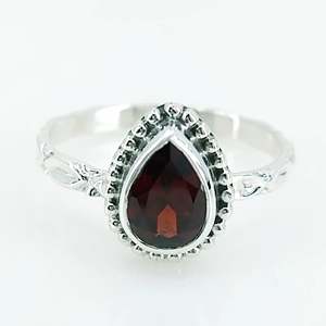 925 Sterling <b>Silver</b> Handmade <b>Ring</b> with <b>Garnet</b> Pear Cut Boho January Birthstone Jewelry Perfect Gift for Her Birthday Anniversary - Product Image 1