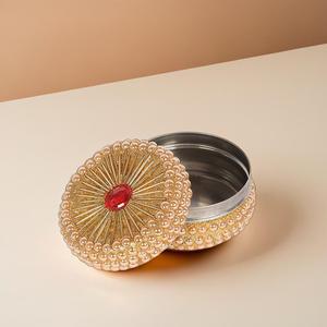 Perla de latón Pooja Thali con caja de frutas para bodas y festividades de Diwali - Product Image 2