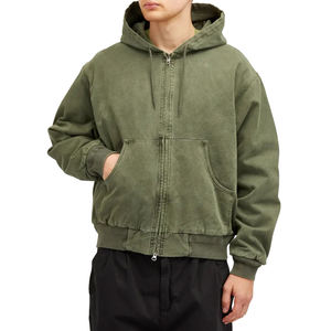 Chaqueta Bomber Corta para Hombre, Estilo Vintage, 100% Algodón, Lavada, con Bolsillo Frontal con Cremallera, Gruesa, Ecológica, Personalizable al por Mayor, Nueva Colección 2026 - Product Image 1