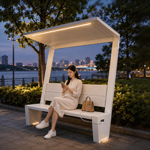 Banco <span class=keywords><strong>de</strong></span> Parque Moderno para Exteriores con Toldo |   Asientos Públicos Inteligentes con Energía Solar y Carga USB para Parques y Ríos - Product Image 1