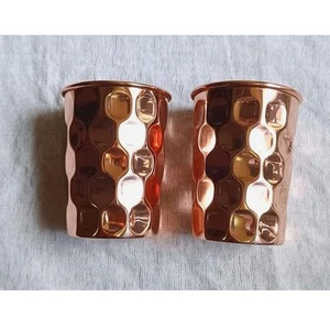 <b>Set</b> Of 2 Pure Copper Water <b>Glass</b> With Hammered Finished Drink Ware Utility Healthy Ayurveda Benefits Tableware Copper <b>Glass</b> - Product Image 1