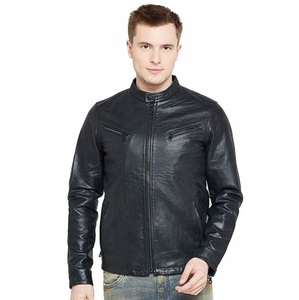 Real Leather <b>Sheepskin</b> Zipper Men <b>Jacket</b> with Quilted Design and Zipper Pockets Breathable Men Leather <b>Jackets</b> - Product Image 3