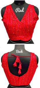 Blusa moderna con cuello en V para bodas Diseño tejido a la moda Lentejuelas multicolores coloridas Decoración bordada Patrón cosido - Product Image 3