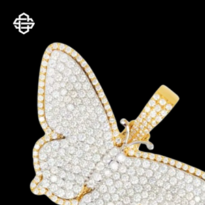 เครื่องประดับแบบฮิปฮอปจี้รูปผีเสื้อสร้อยคอประดับเพชรโมอิสซาไนต์สำหรับหญิงสาวเครื่องประดับทองแบบสั่งทำ - Product Image 3