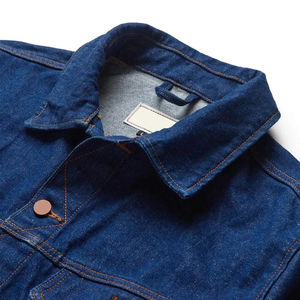 Men Denim Jean Jacket 100% Cotton High Street Style Breathable Outerwear Winter Stand Collar Front Logo Custom Size - Product Image 3