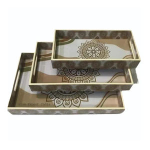 Plateau en bois le plus vendu, design imprimé attrayant, plateau de service, plateau personnalisé pour le thé, les collations, les boissons, plateau pour la maison - Product Image 3