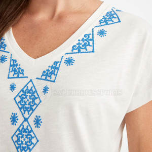 T-shirt à séchage rapide de couleur unie pour femmes dernière conception avec impression bouffante pour vêtements de plein air d'été - Product Image 6