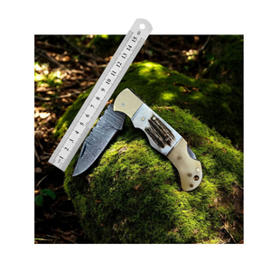 มีดพับอเนกประสงค์ทำมือจากเหล็กดามัสกัส ด้ามเขาสัตว์ ทรงคาวบอย ฟูลแทง รุ่นลิมิเต็ดอิดิชั่น - Product Image 1