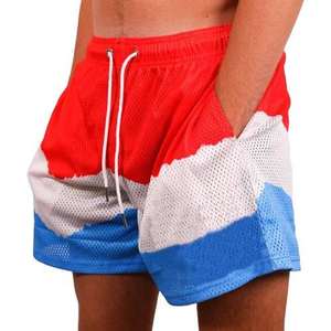 Short en maille au genou imprimé de logo complet pour hommes d'été personnalisé 100% polyester solide décontracté respirant confort Fit cordon de serrage - Product Image 6