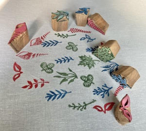 Ensemble de tampons en bois botanique faits à la main |   Tampons de sérigraphie à motifs floraux et feuilles pour tissu, papier, estampage à la main - Product Image 4