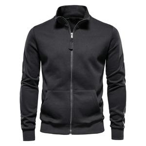 Tout nouveau hommes col montant sweats à capuche zippés lâche décontracté Sport Cardigan vestes coton-mélange solide polyvalent sweats hiver - Product Image 4