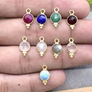 Conjunto de bisel de amatista redondo, colgante de diseño de tres Rawa, joyería de piedras preciosas facetadas, regalo delicado para ella - Product Image 4